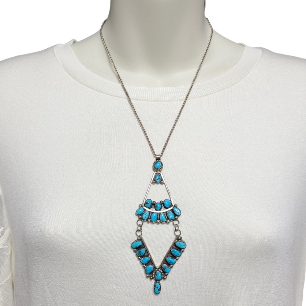 Jwk John W Kessler Navajo Native American Turquoise Sterling Silver Necklace